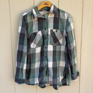 Ralph Lauren Denim & Supply Button Up Shirt Women's Medium Green Grey Plaid